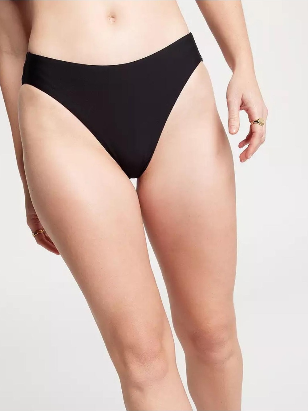 NWT CALIA Women's Mid Rise High Leg Cheeky Swim Bottoms~ Pure Black~2XL~$38